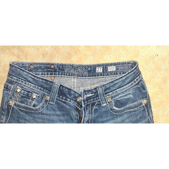 Miss Me Jeans Women's Size 27x35 Easy Boot Cut Cross Wing Pocket Bling JE5340E7K - Picture 2 of 5